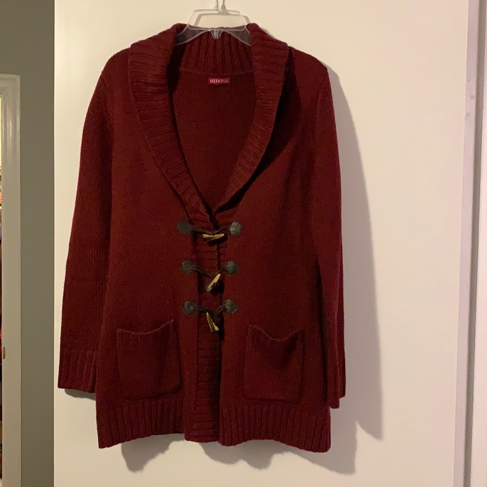 Medium Maroon Cardigan with Button Detail